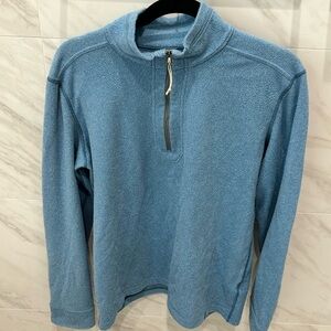 Stio Men's Zip-Up Sweater in Light Blue
